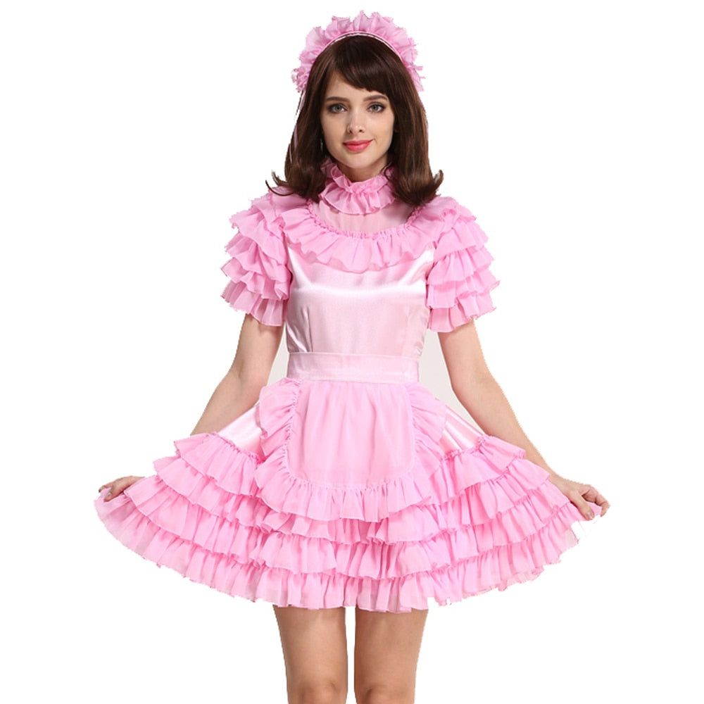 Lockable Pink Sissy Maid Dress - Sissy Lux