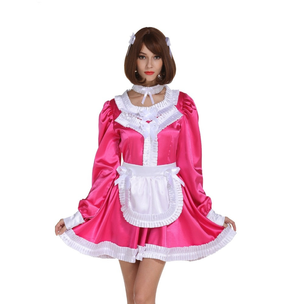 Lockable Hot Pink SIssy Maid Dress - Sissy Lux
