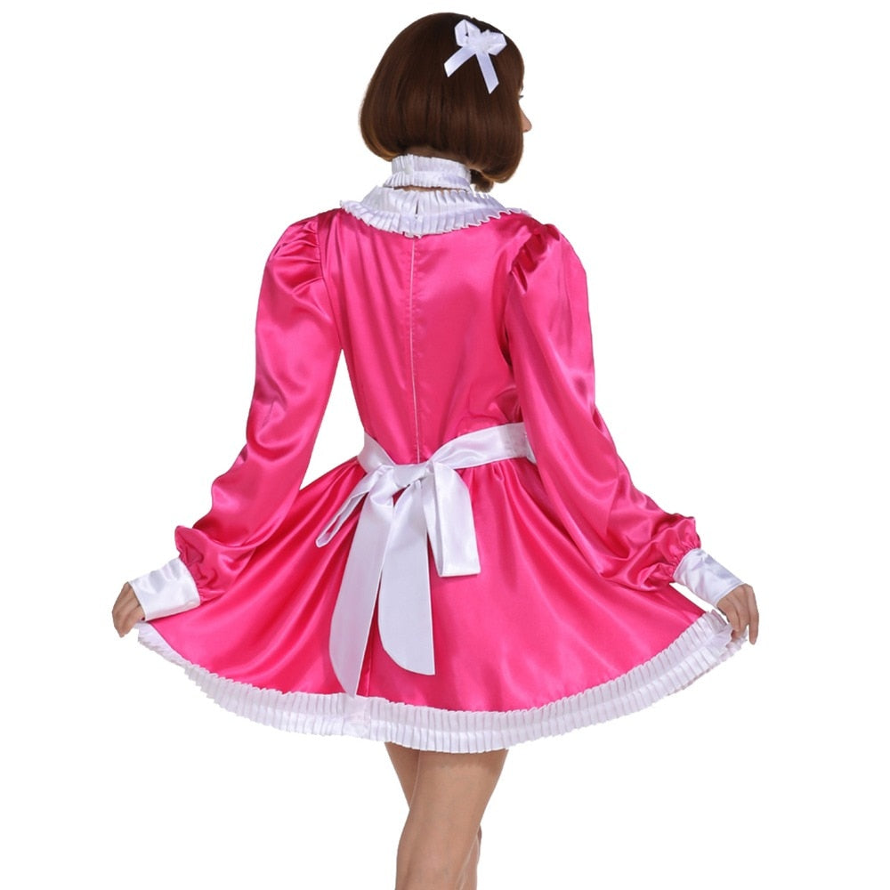Lockable Hot Pink SIssy Maid Dress - Sissy Lux