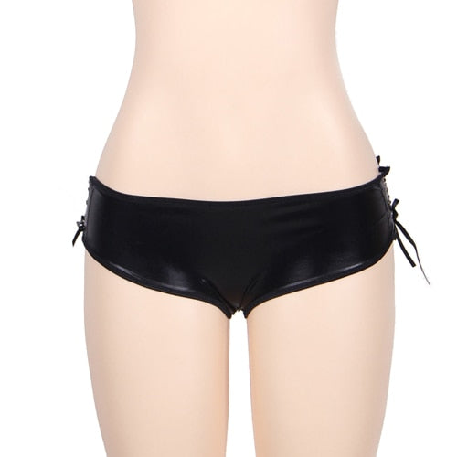 Faux Leather Strappy Panties - Sissy Lux