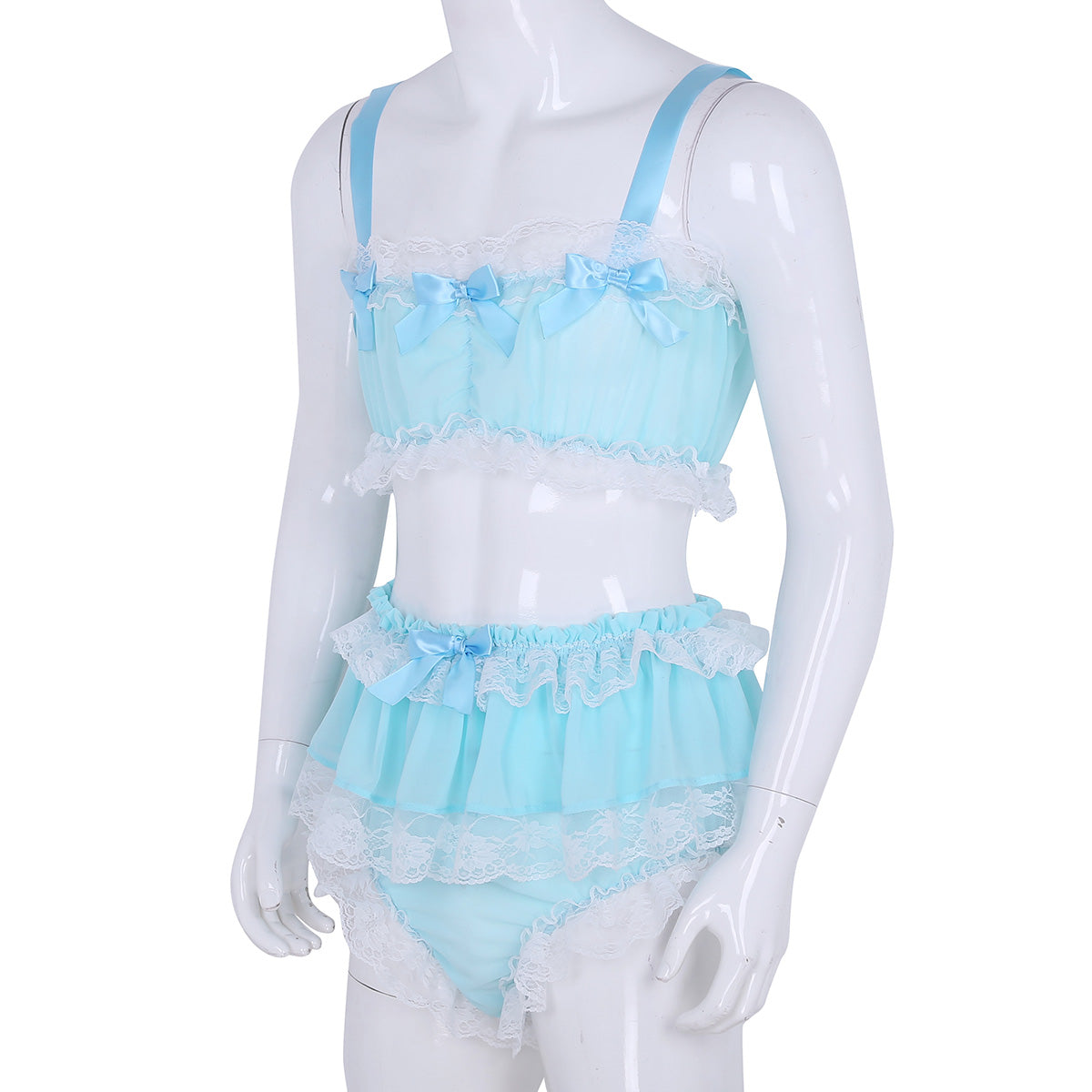 Ruffled Chiffon Lingerie Set - Sissy Lux