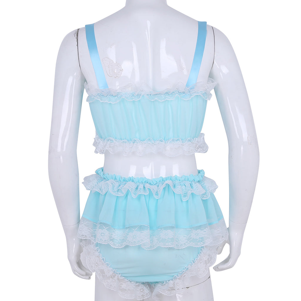 Ruffled Chiffon Lingerie Set - Sissy Lux