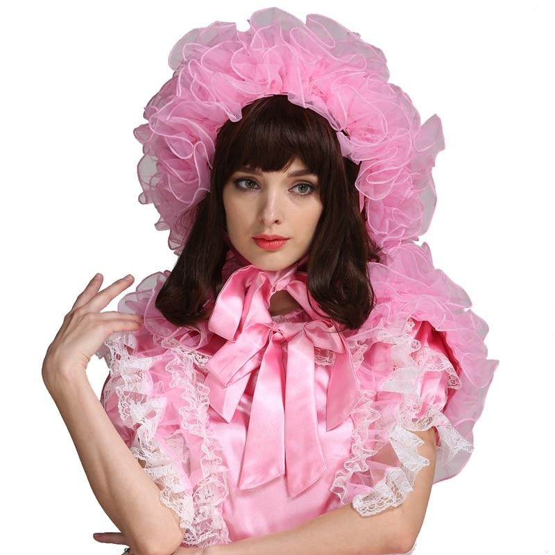 Prissy Organza Pink Bonnet With Cape - Sissy Lux