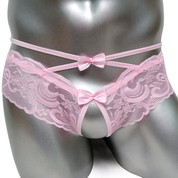 Open-Crotch Lace Panties - Sissy Lux