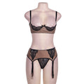 Open Bra Lingerie Set with Garter Belt - Sissy Lux