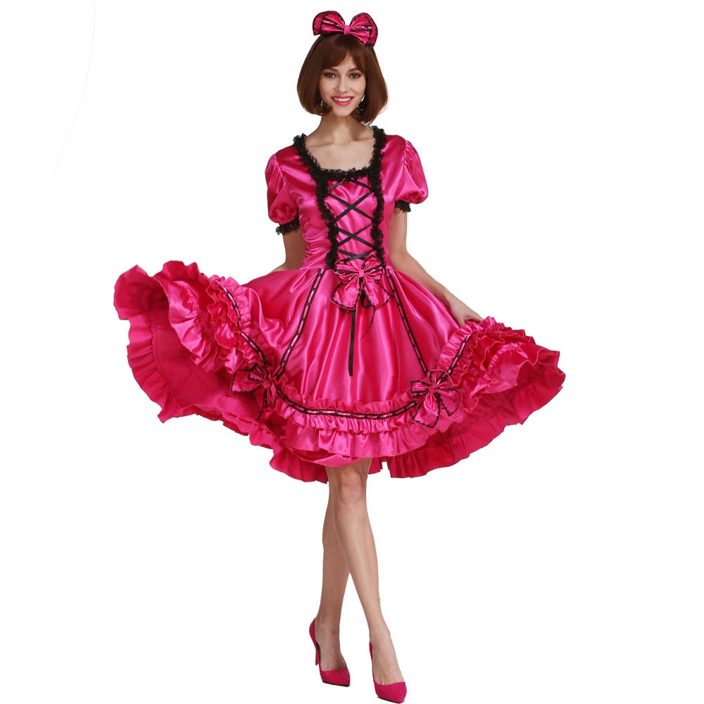 Sissy Rose Satin Dress - Sissy Lux