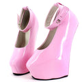 20cm Wedge Ballet Pumps with Padlocks - Sissy Lux