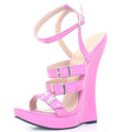 "Sexy Lucy" Pink Wedge Sandals - Sissy Lux