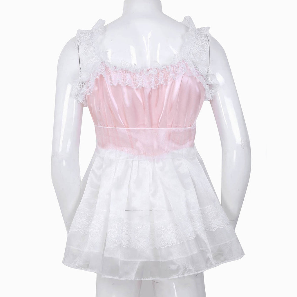 Ruffled Lace Sissy Babydoll Dress - Sissy Lux
