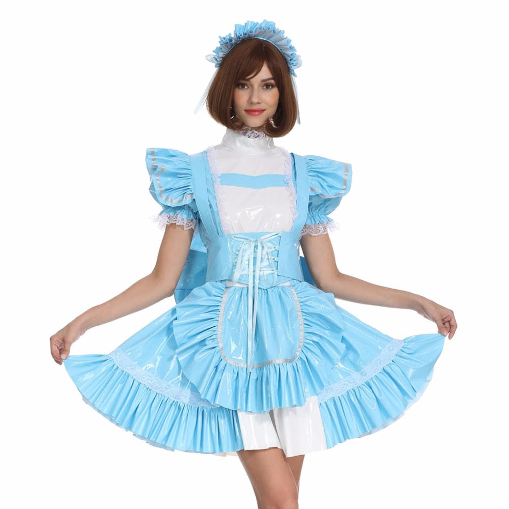 Lockable Blue Sissy Maid Dress - Sissy Lux