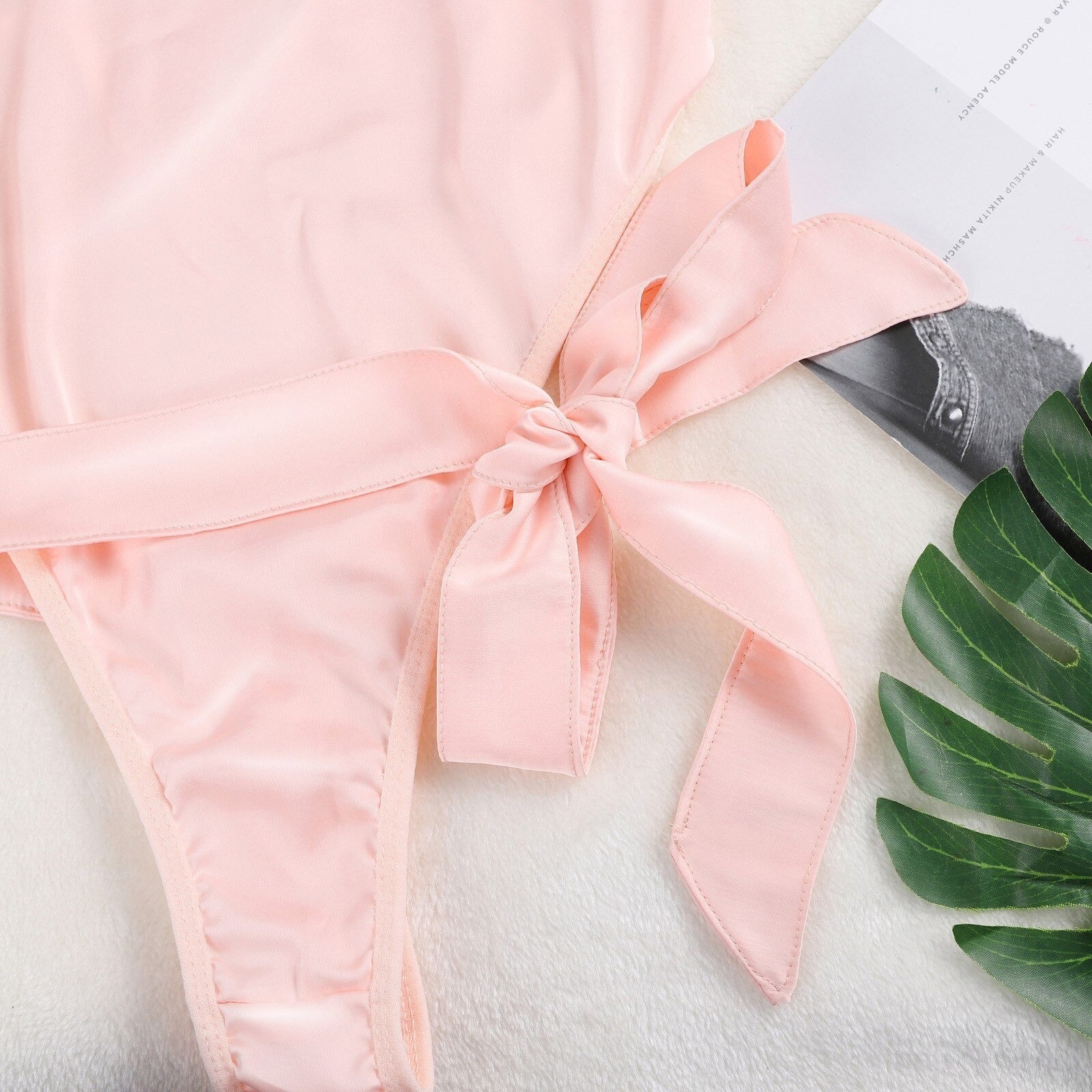 Pink Satin Nightwear Bodysuit - Sissy Lux