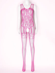 Crotchless Pink Fishnet Bodystocking - Sissy Lux