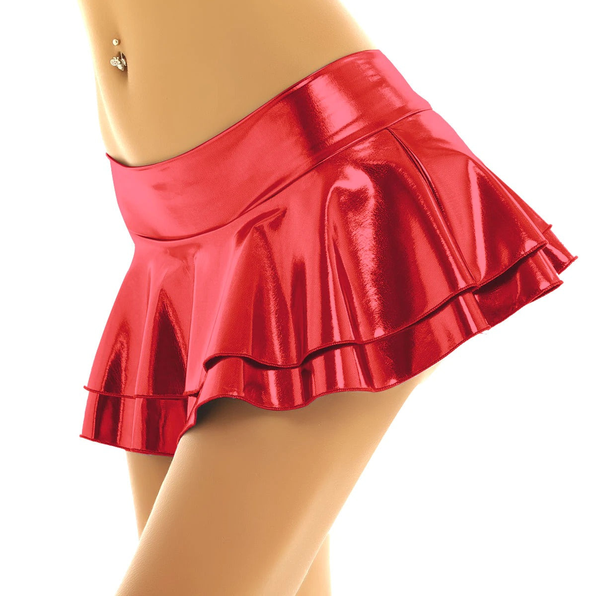 Metallic Ruffled Mini Skirt - Sissy Lux