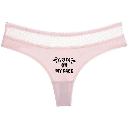 Sassy Pink 'Cum On My Face' Thong - A Flirty Must-Have for Sissy Boys | Sizes S-XXL