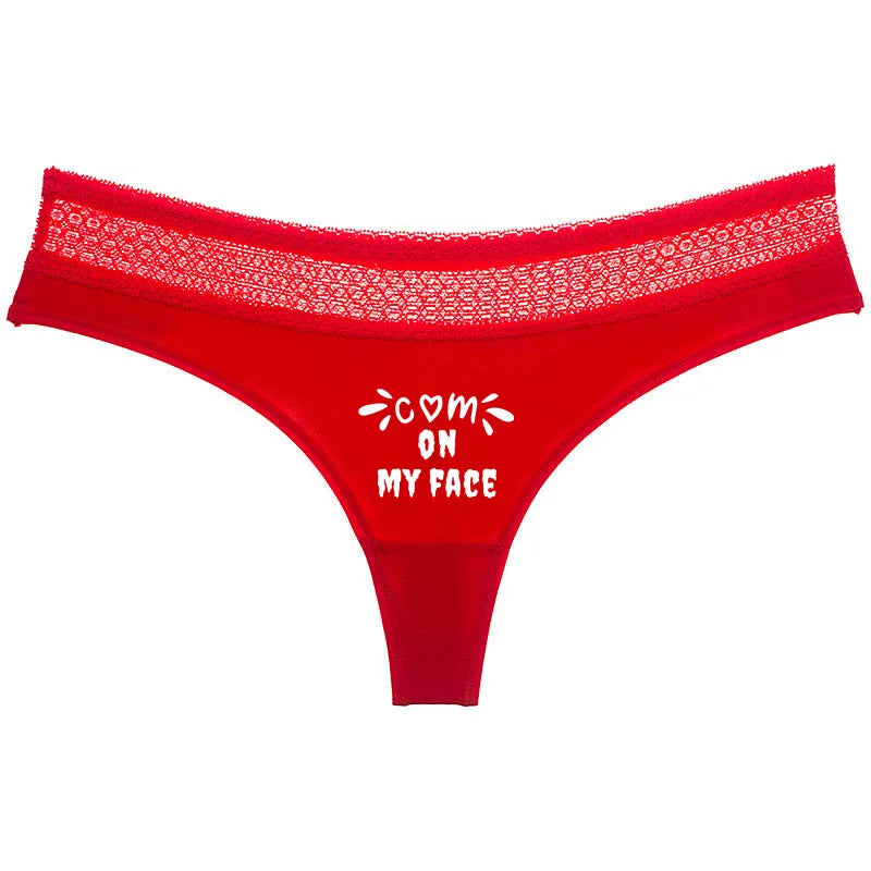 Sassy Pink 'Cum On My Face' Thong - A Flirty Must-Have for Sissy Boys | Sizes S-XXL