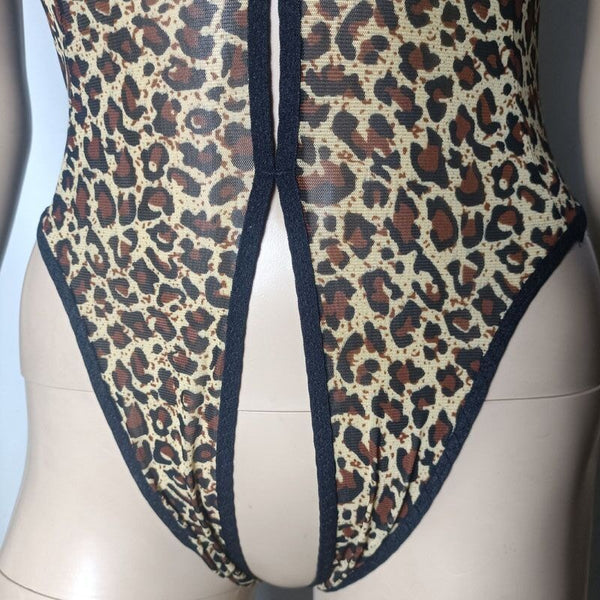 Strappy Open Cup Crotchless Garter Teddy Set Midnight Blue main image 1