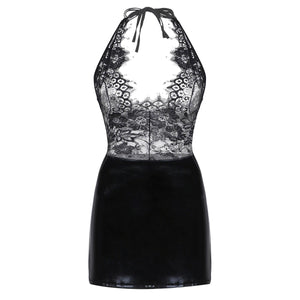 "Take Me Out" Leather & Lace Dress - Sissy Lux