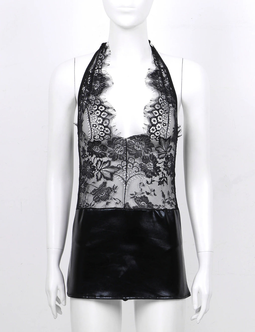 "Take Me Out" Leather & Lace Dress - Sissy Lux