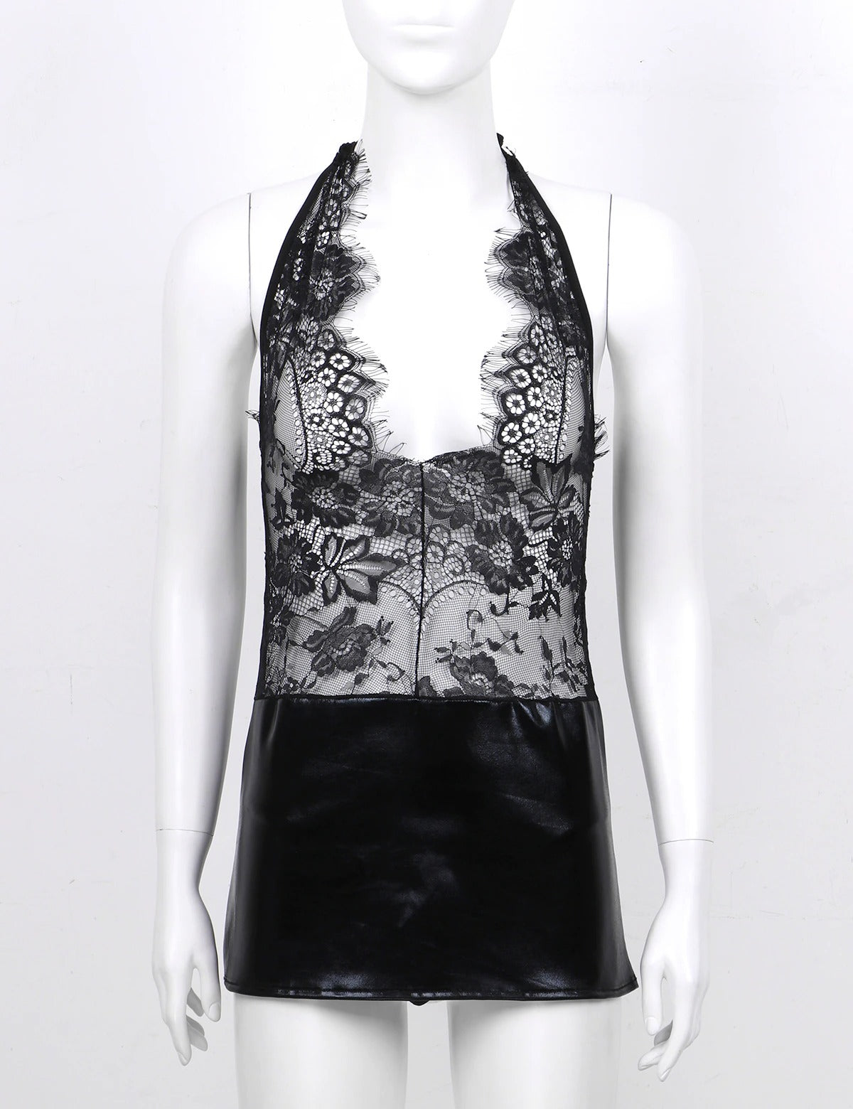 "Take Me Out" Leather & Lace Dress - Sissy Lux